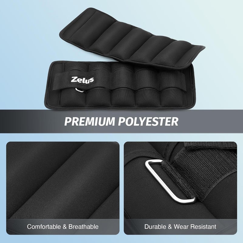 ZELUS 1 Pair Adjustable Ankle Weights, 2 4 6 8 10 lb Modularized Leg Weight Straps for Women Men, Weighted Ankle Weight Set with Removable Sandbags, 1-5 lb per Ankle Strap for Gym Yoga Jogging Walking - Image 4